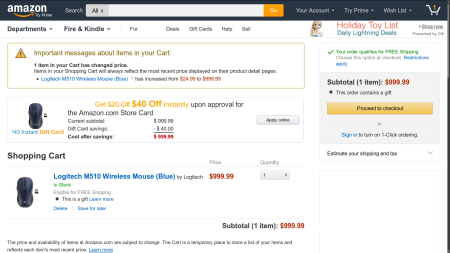 Amazon $975 price increase