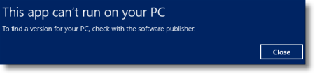 Error message on Windows 10