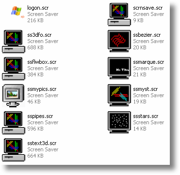 Screensaver files extracted from Windows XP
