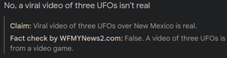 Debunked UFO news story